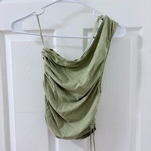 OAK + FORT Sage Green Asymmetrical Top